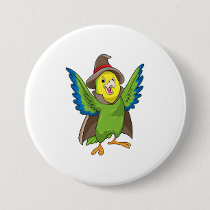 Parrot as Wizard with Hat 7.5 Cm Round Badge