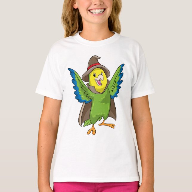 Parrot as Wizard with Hat T-Shirt (Front)