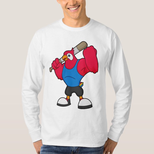 Parrot at Baseball with Baseball bat T-Shirt (Front)