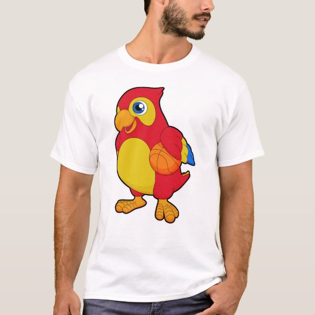 Parrot at Basketball Sports T-Shirt (Front)