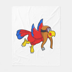 Parrot at Flying as Pilot Fleece Blanket