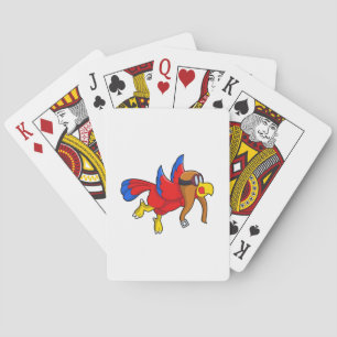 Parrot at Flying as Pilot Playing Cards
