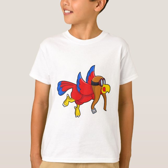 Parrot at Flying as Pilot T-Shirt (Front)