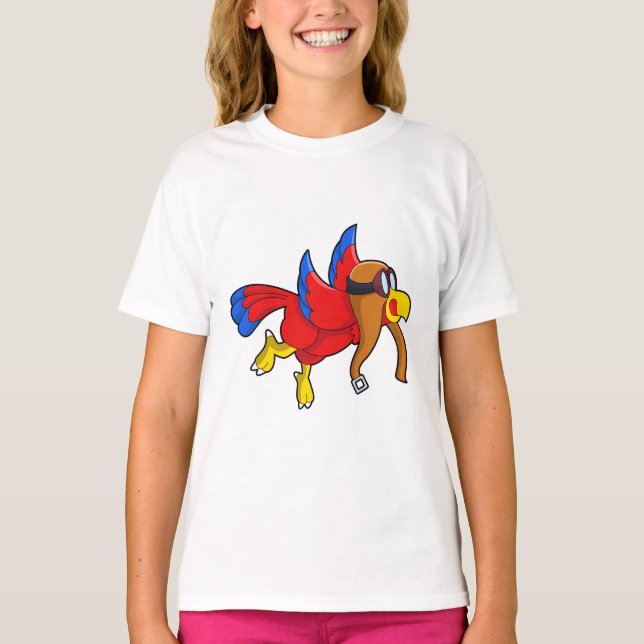 Parrot at Flying as Pilot T-Shirt (Front)