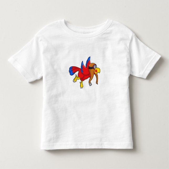 Parrot at Flying as Pilot Toddler T-Shirt (Front)