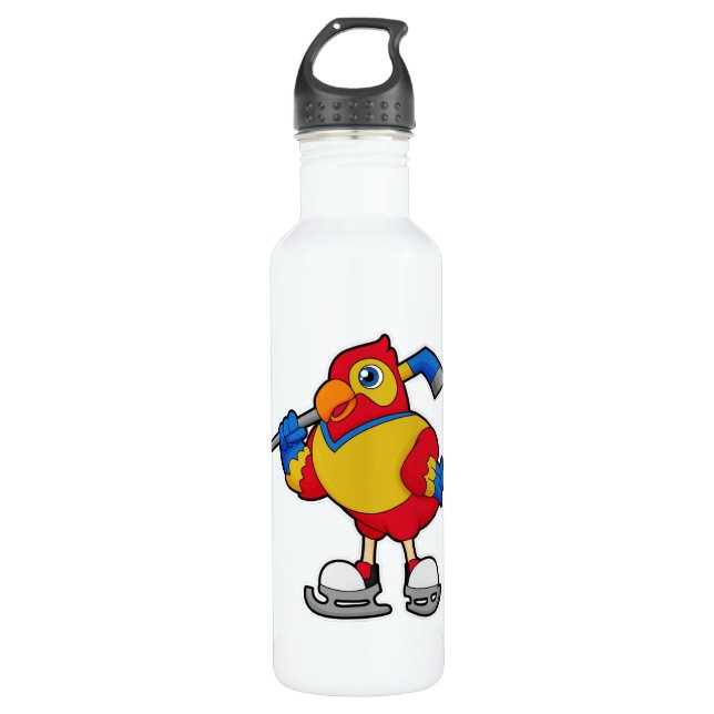Parrot at Hockey with Hockey stick 710 Ml Water Bottle (Front)
