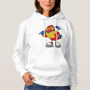 Parrot at Hockey with Hockey stick Hoodie