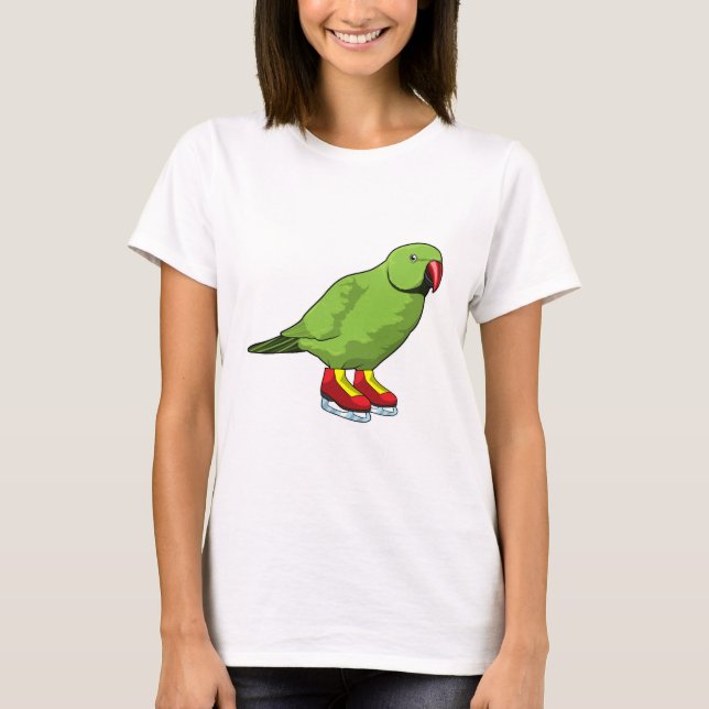 Parrot at Ice skating with Ice skates T-Shirt (Front)
