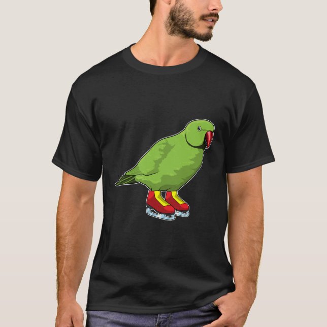 Parrot at Ice skating with Ice skates T-Shirt (Front)