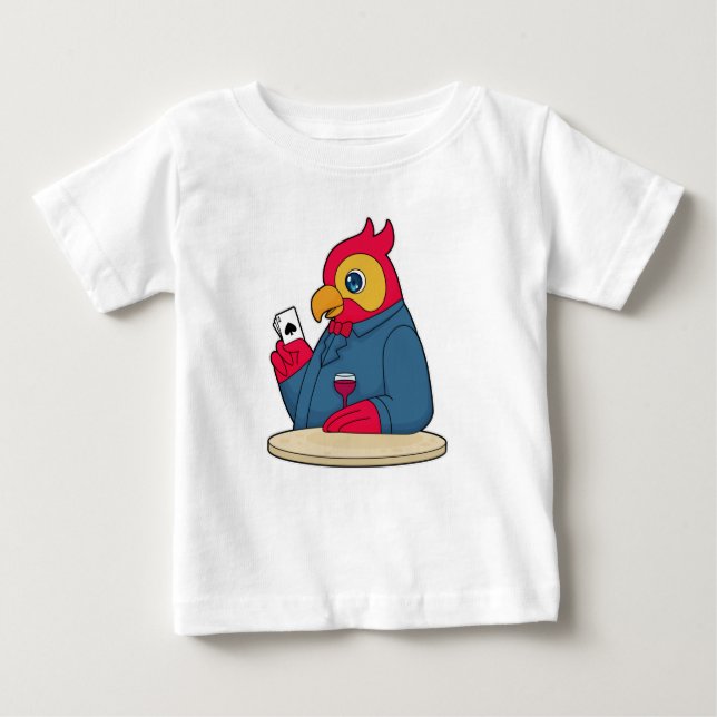 Parrot at Poker with Poker cards Baby T-Shirt (Front)