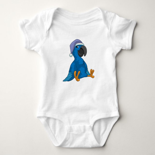 Parrot at Sleeping with Nightcap Baby Bodysuit (Front)