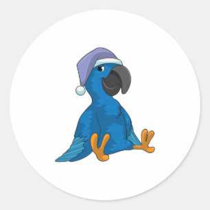 Parrot at Sleeping with Nightcap Classic Round Sticker