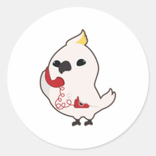Parrot at Telephone with Telephone receiver Classic Round Sticker