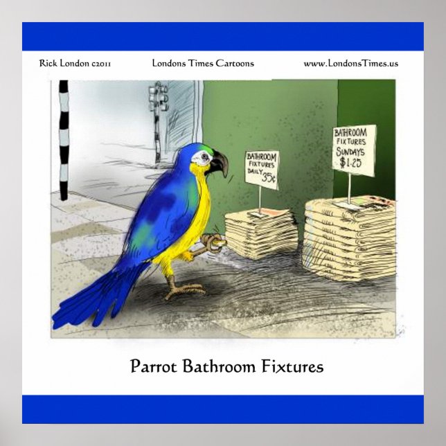 Parrot Bathroom Fixtures Fine Art Funny Posters (Front)