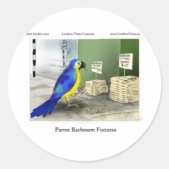 Parrot Bathroom Fixtures Tees Mugs Cards Gifts Classic Round Sticker (Front)