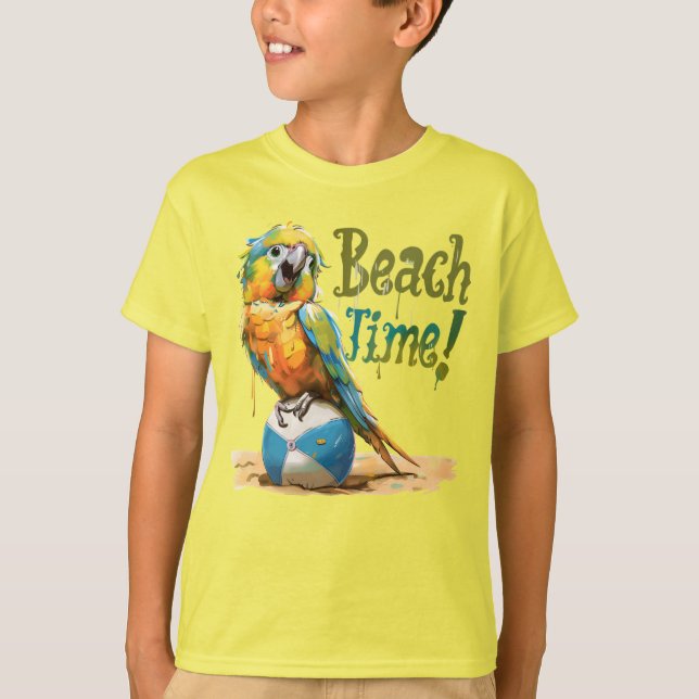 Parrot Beach Ball Beach Time  T-Shirt (Front)