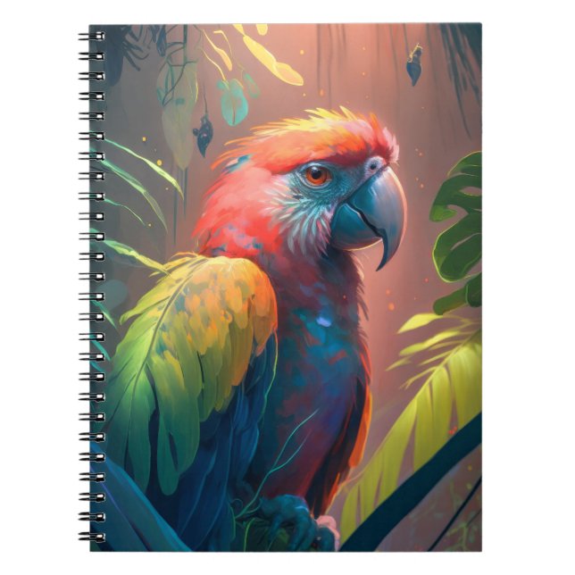 Parrot Bird Animal Portrait Painting Wildlife Art Notebook (Front)