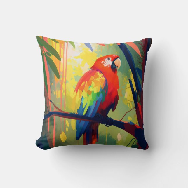 Parrot Bird Animal Portrait Painting Wildlife Free Cushion (Front)