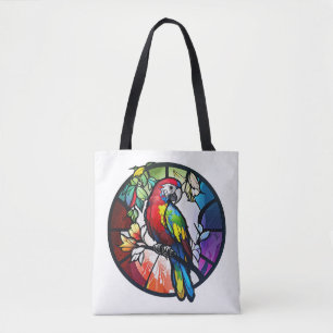 Parrot Bird Animal Portrait Stained Glass Wildlife Tote Bag