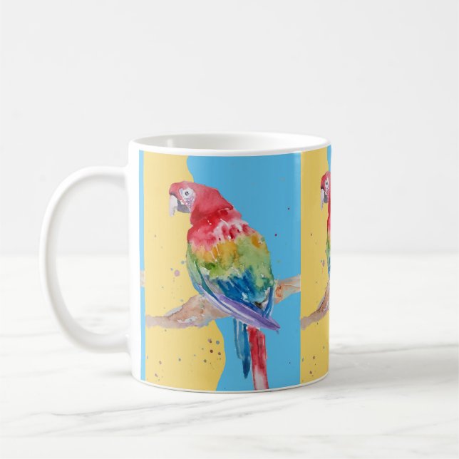 Parrot Bird Childs Boys Birthday Pastel Blue Mug (Left)