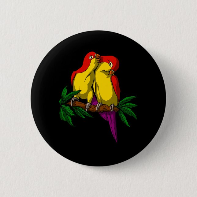 Parrot Bird Cute Couple 6 Cm Round Badge (Front)
