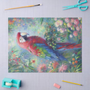 Parrot Bird Jungle Floral Impressionism Decoupage Tissue Paper