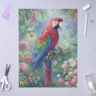 Parrot Bird Jungle Floral Impressionism Decoupage Tissue Paper