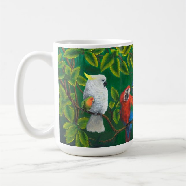 Parrot Bird Lovers Jungle Tropical Themed XL Mug (Left)