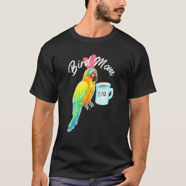 Parrot Bird Mum  Sleepy Sun Parakeet Watercolor T-Shirt (Front)