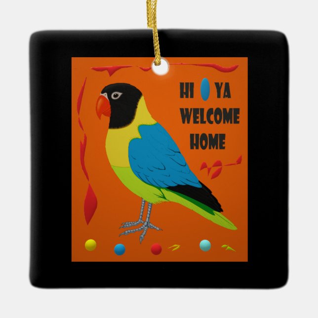 Parrot bird picture perfect art ceramic ornament (Front)