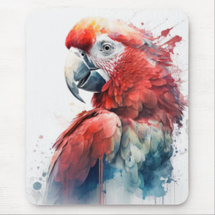 Parrot Bird Portrait Animal Painting Wildlife Free Mouse Pad