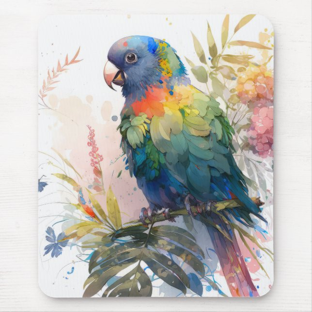 Parrot Bird Portrait Animal Painting Wildlife Free Mouse Pad (Front)