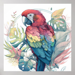 Parrot Bird Portrait Animal Painting Wildlife Free Poster