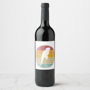 Parrot Bird Vintage Distressed Retro Style Silhoue Wine Label