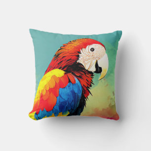 Parrot Bird Wild Nature Animal Color Art Painting Cushion