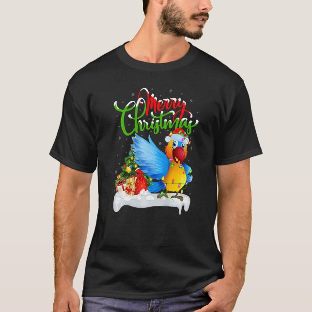 Parrot Bird  Xmas Decorations Santa Parrot Christm T-Shirt (Front)