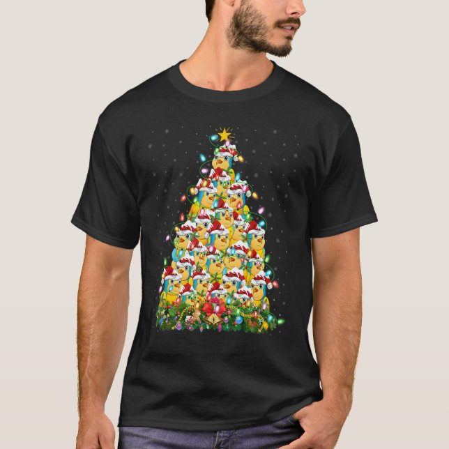 Parrot Bird  Xmas Lights Santa Parrot Christmas Tr T-Shirt (Front)