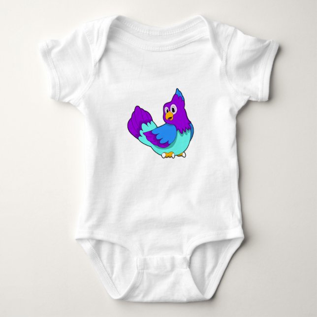 Parrot blue baby bodysuit (Front)