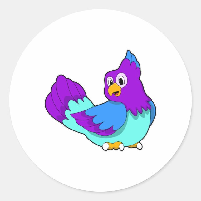 Parrot blue classic round sticker (Front)