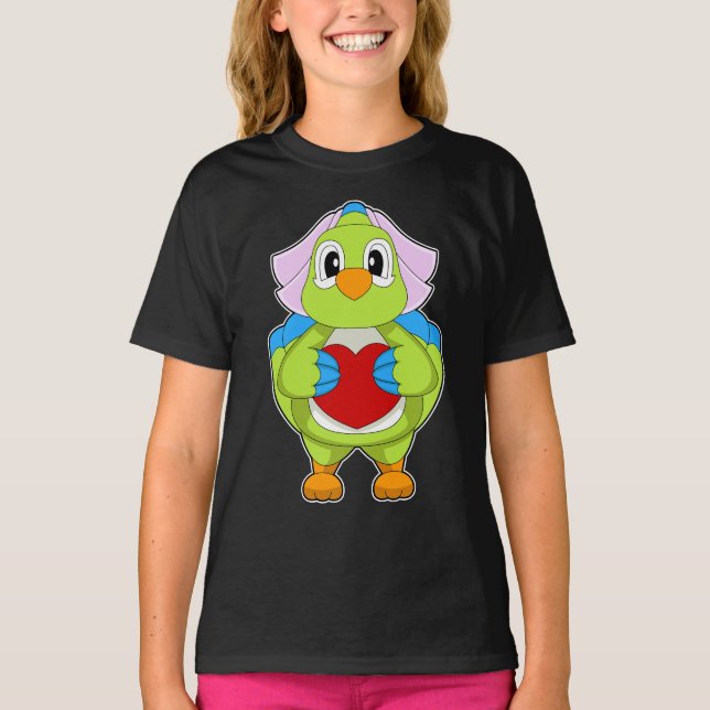 Parrot Bride Heart Wedding T-Shirt (Front)