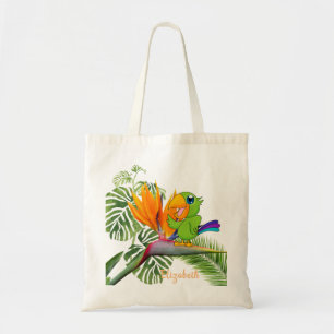 Parrot, Caudata, Palm Leaves - Personalised Tote Bag