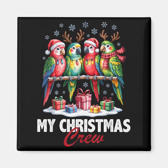 Parrot Christmas Crew Cute Bird Lovers Funny Holid Magnet (Front)