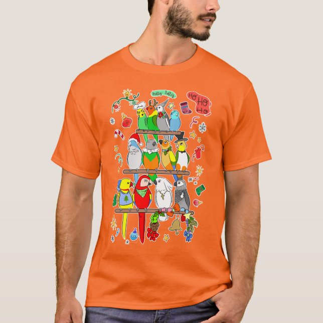 Parrot Christmas Holly Jolly T-Shirt (Front)