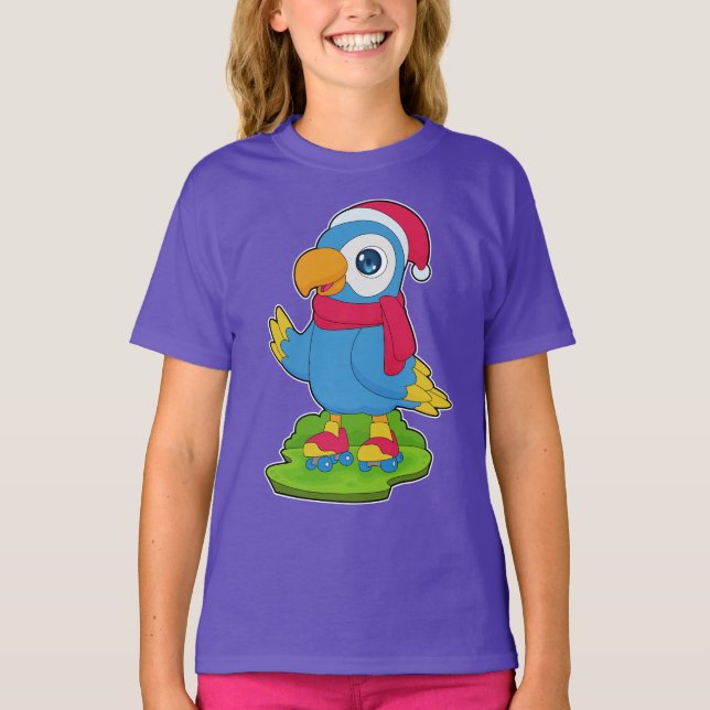 Parrot Christmas Roller skates T-Shirt (Front)