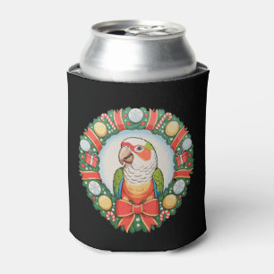 Parrot Christmas Wreath Green Cheek Conure Xmas Can Cooler