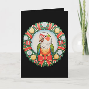 Parrot Christmas Wreath Green Cheek Conure Xmas Card