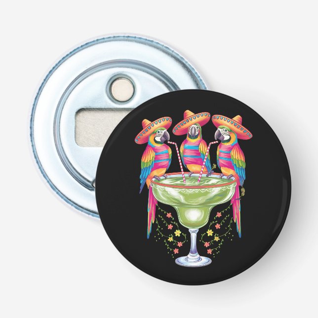 Parrot Cinco De Mayo Funny Drinking Mexican Fiesta Bottle Opener (Front)