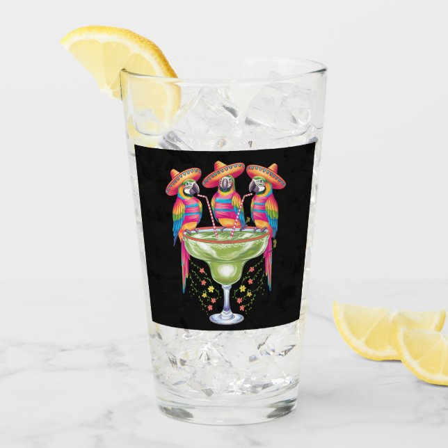 Parrot Cinco De Mayo Funny Drinking Mexican Fiesta Glass (Front Ice)
