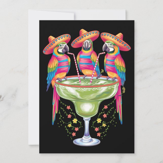 Parrot Cinco De Mayo Funny Drinking Mexican Fiesta Invitation (Front)