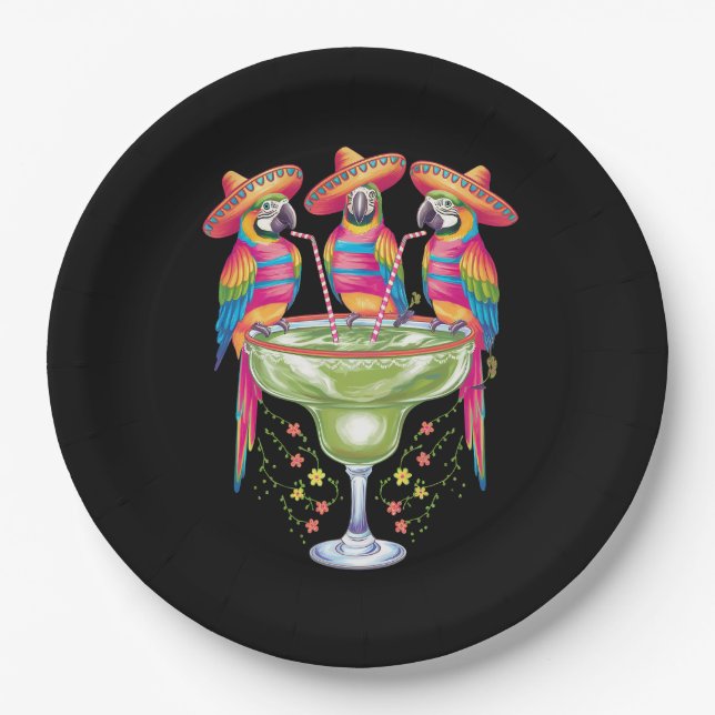 Parrot Cinco De Mayo Funny Drinking Mexican Fiesta Paper Plate (Front)